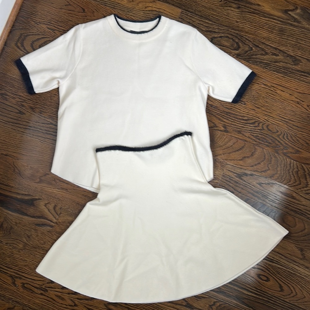 Zara Cream and Black Skirt Set